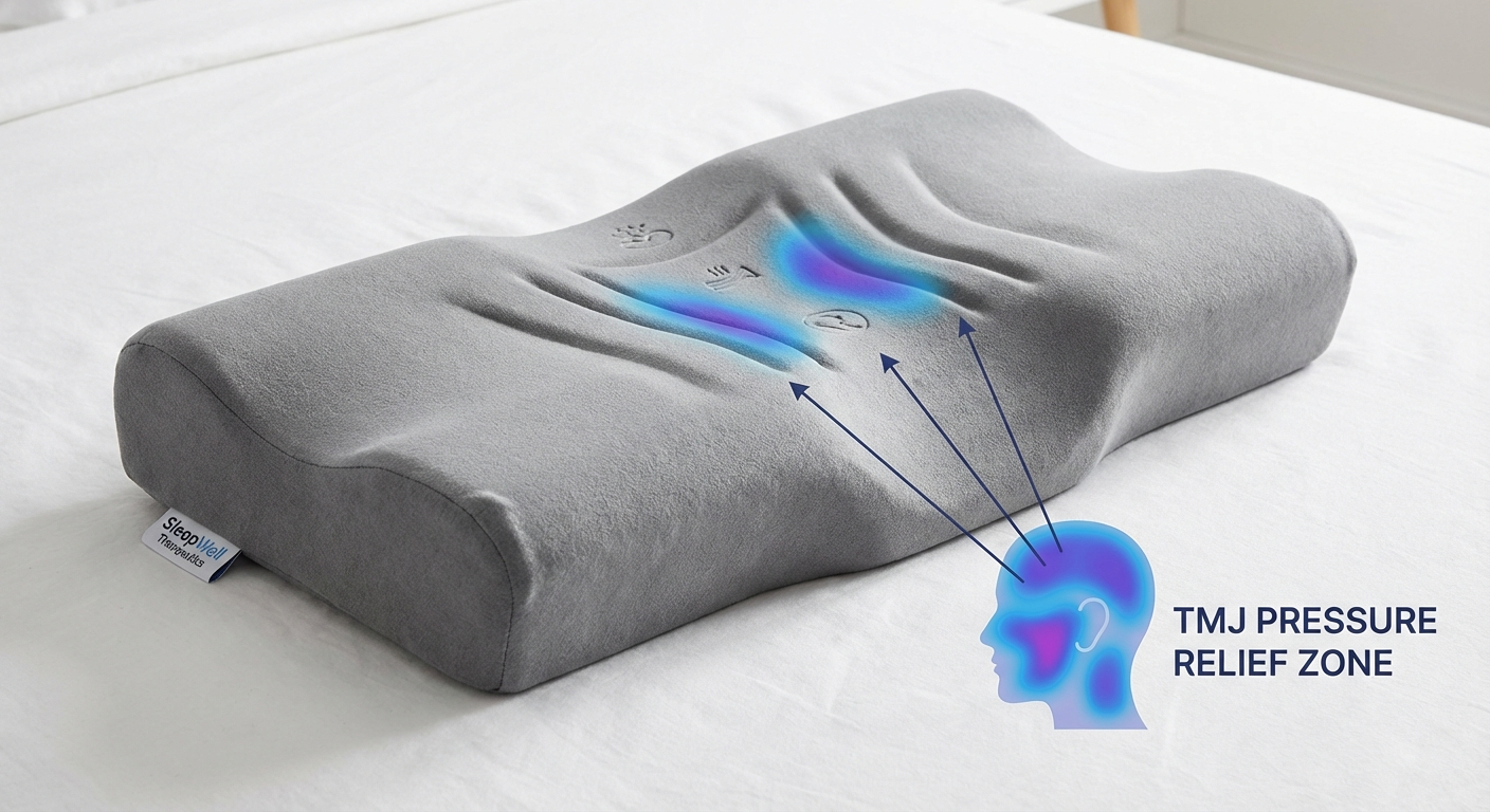 Memory foam pillow for jaw pain relief