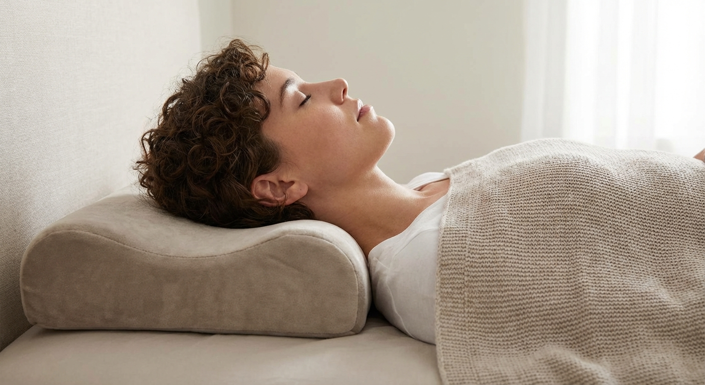 Side sleeper position with TMJ pillow