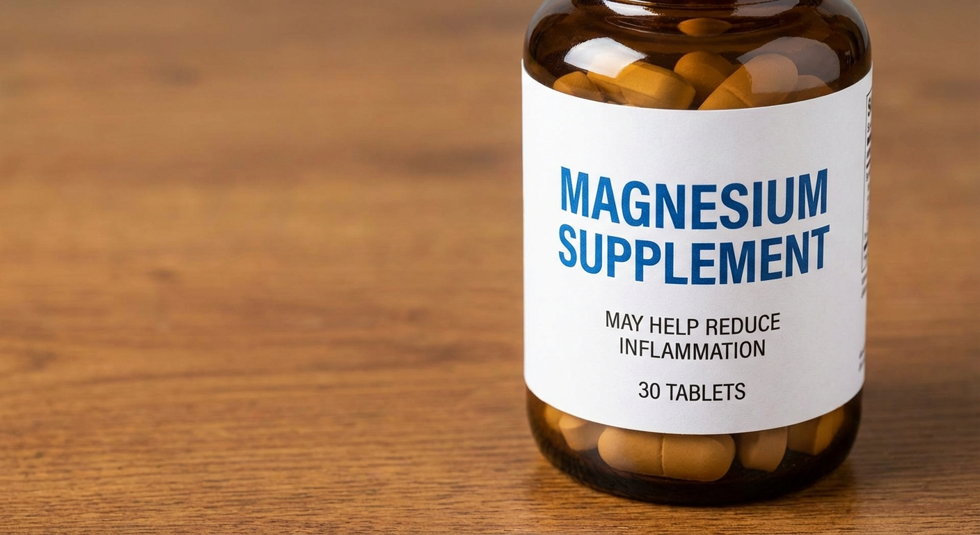 Magnesium supplement bottle and capsules