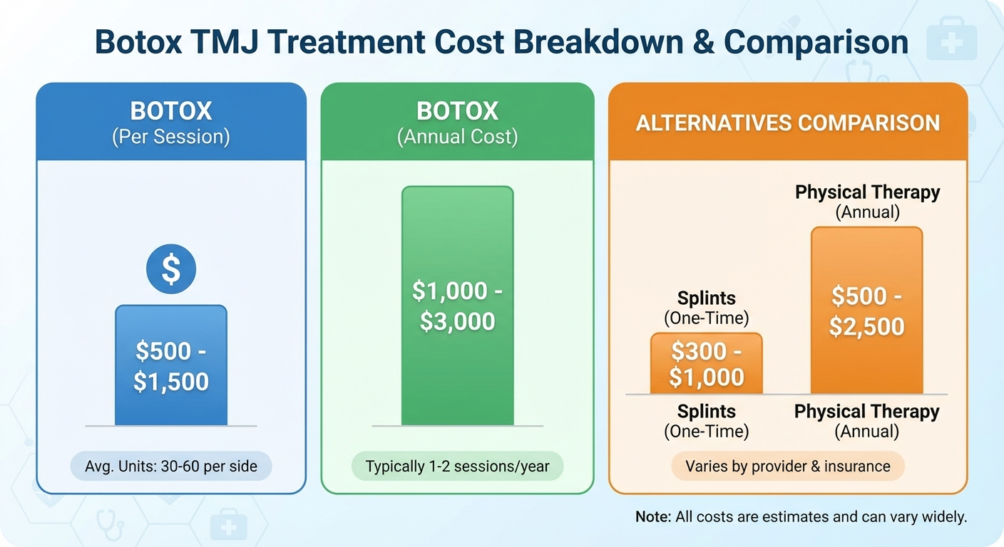 Infographic showing average cost breakdown of Botox TMJ treatment across different provider types
